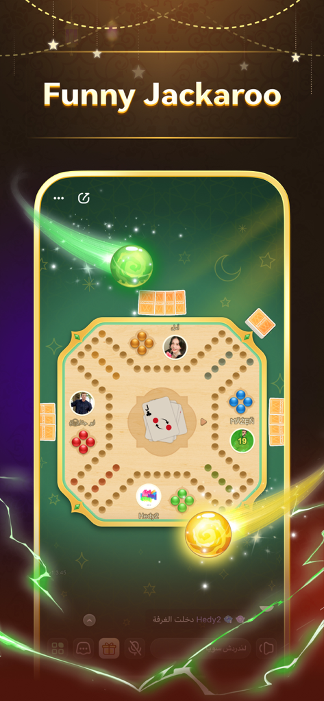 Istanes app screenshot showing a Funny Jackaroo board game session with avatars