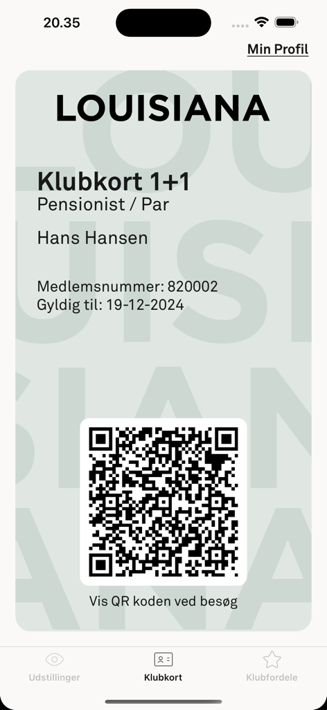 Louisiana Museum Of Modern Art - Digital membership card with QR code in the Louisiana Museum app