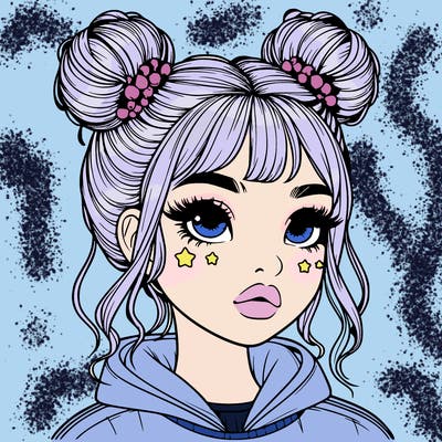 realistic girl with space buns