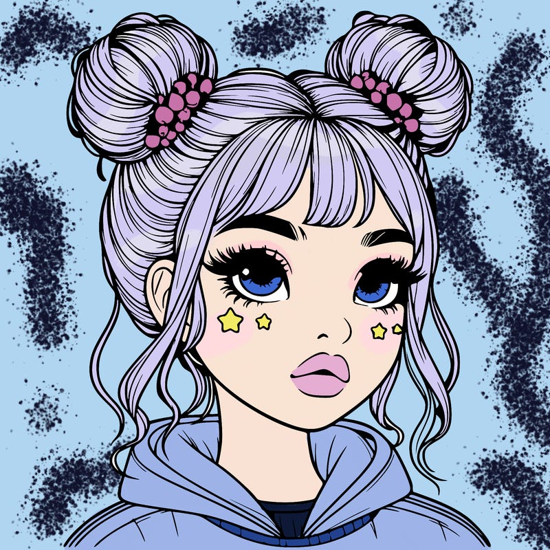 realistic girl with space buns