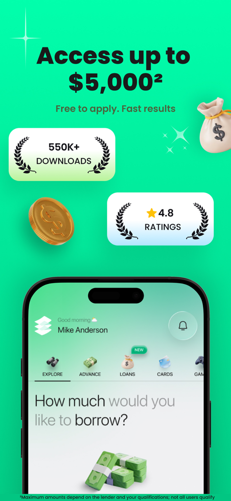Cashably: Quick Cash Advance - Cashably app screen showing cash advance options up to five thousand dollars