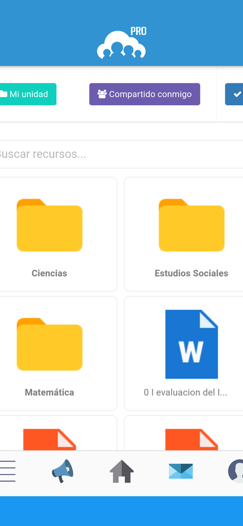 Cloud Campus Pro - Cloud Campus Pro mobile app showing a digital file manager with folders for subjects like Science and Math