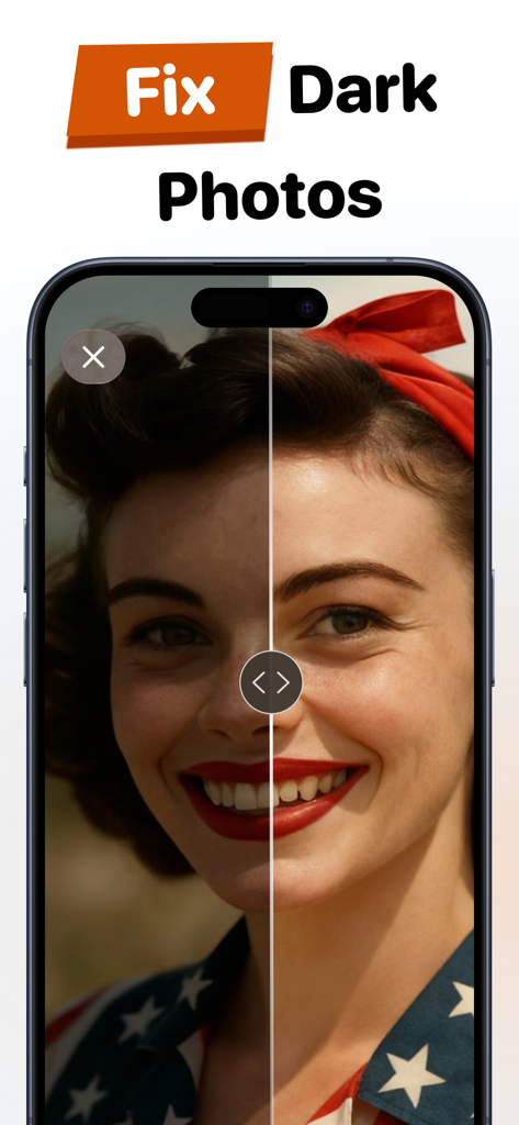 Fix Old Photos - Remend AI - Before and after comparison of a dark vintage photo being brightened and restored with AI