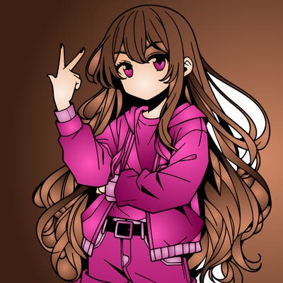 one anime girl with long hair and a cool pose