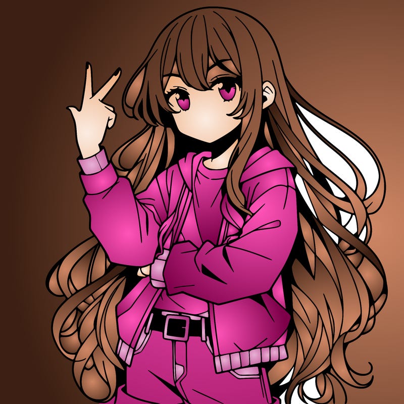 one anime girl with long hair and a cool pose