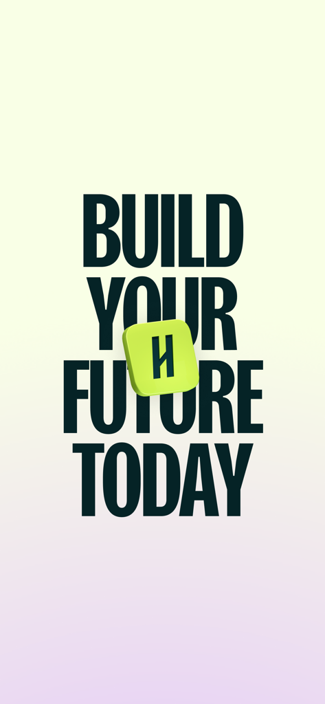 Handshake app splash screen with the slogan Build Your Future Today