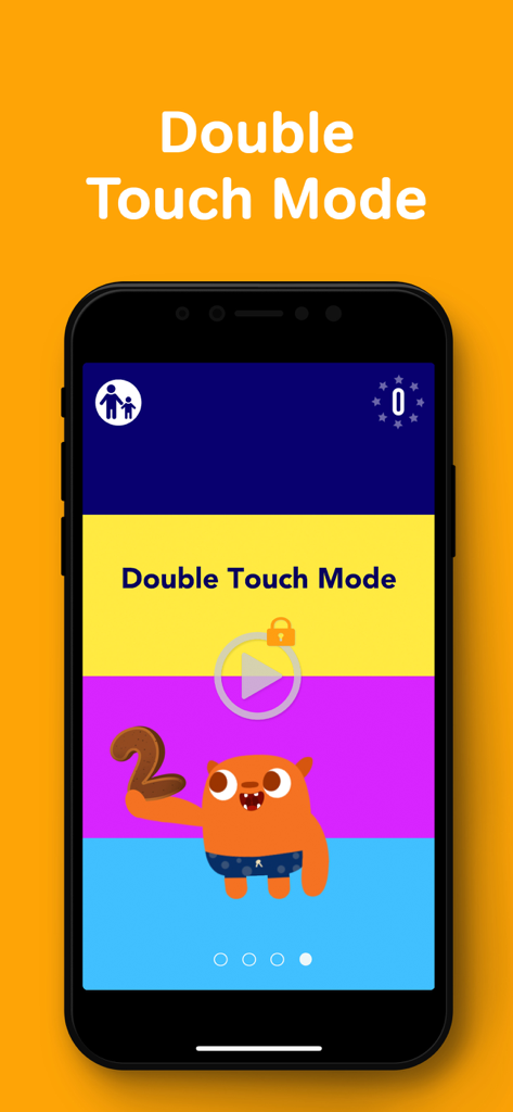 Schermata dell'app MarcoPolo Recall che mostra la modalità Doppio Tocco con un personaggio animato arancione che tiene il numero due