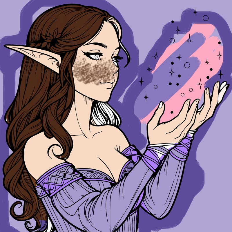 realistic elf girl doing magic