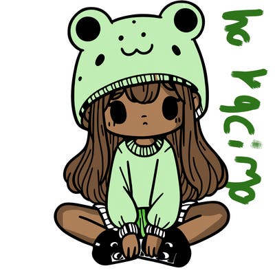 a girl wearing a frog hat and some frog socks