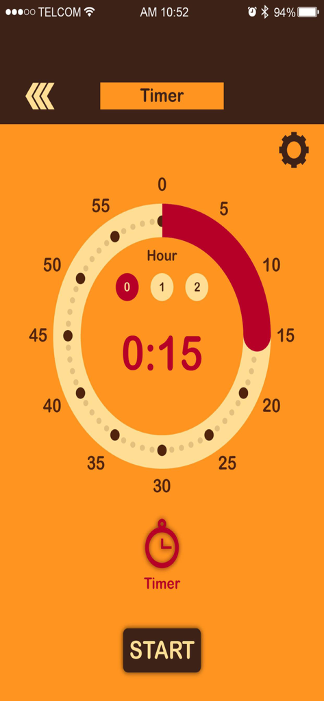 Grill ProbeE - Grill ProbeE mobile app timer interface showing a circular 15-minute countdown and a start button