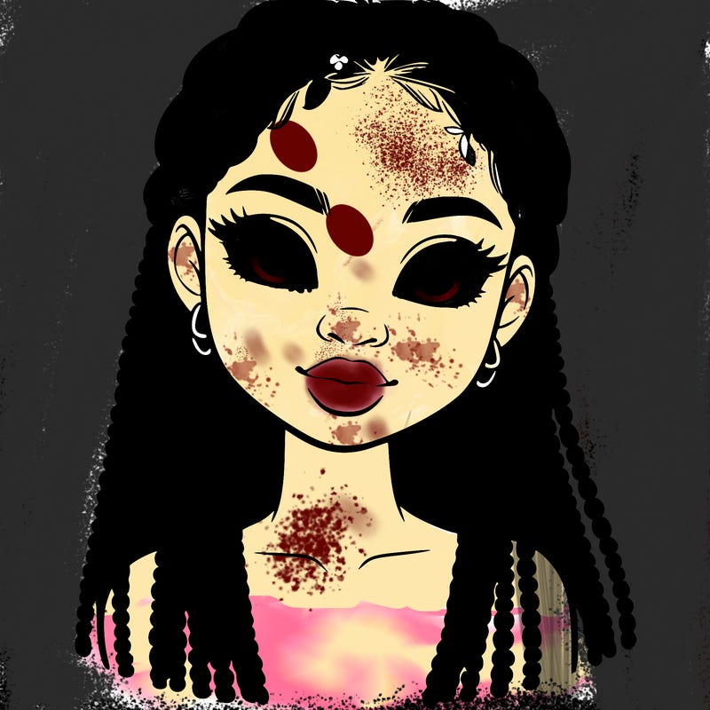 a realistic black girl with braids