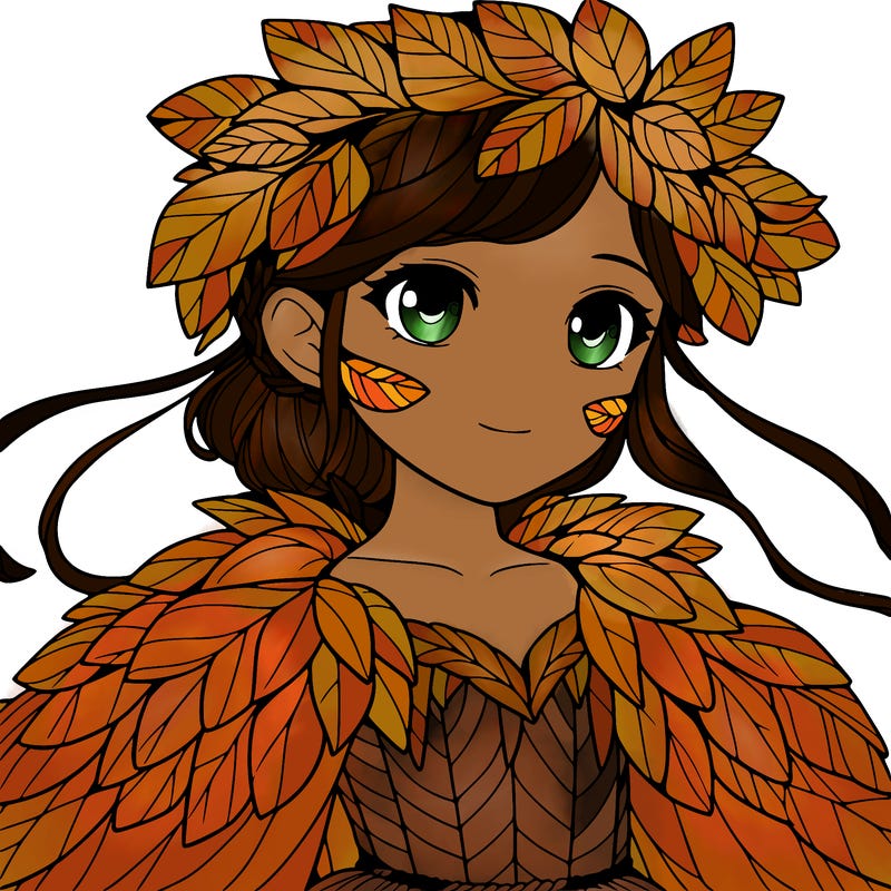 a realistic girl with a costume made of leaves