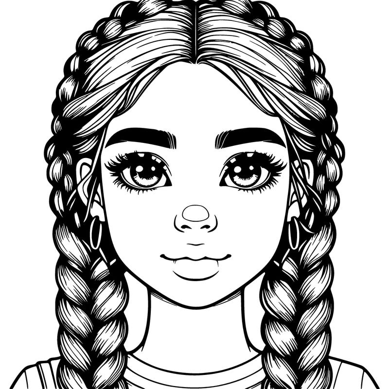 realistic girl with braids