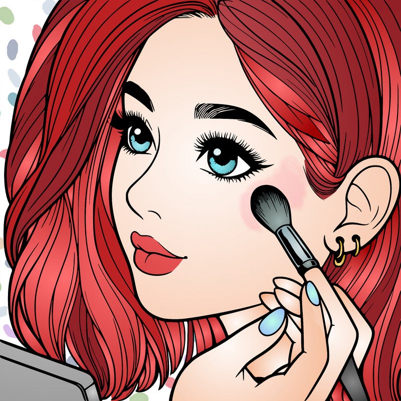 a realistic girl doing her makeup