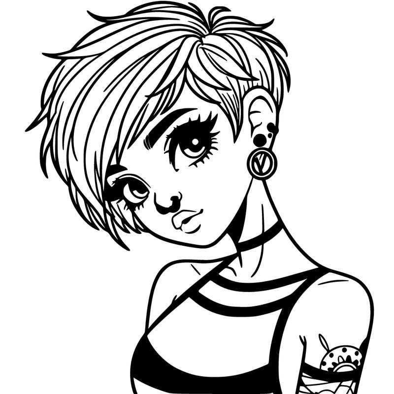 pixie cut woman with alternative style
