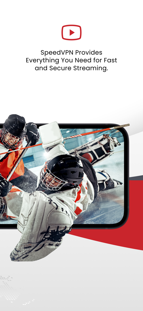 SpeedVPN - Fast & Secure - SpeedVPN-App-Oberfläche mit schnellen und sicheren Streaming-Funktionen für Live-Sportarten wie Eishockey