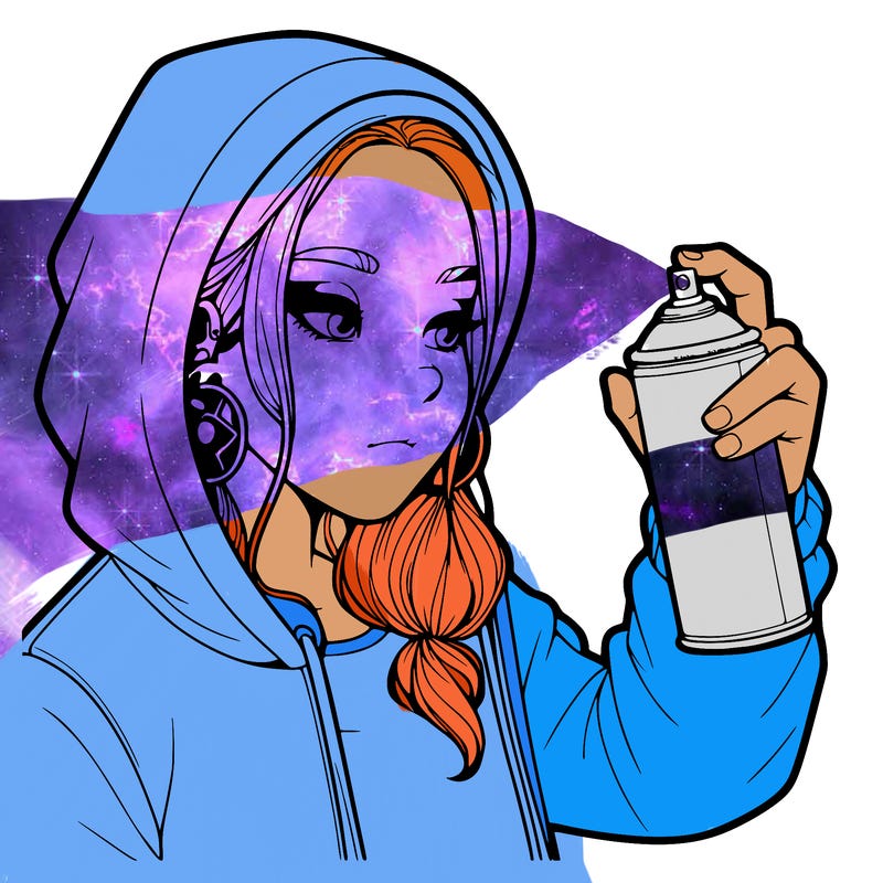 a realistic girl, spray painting