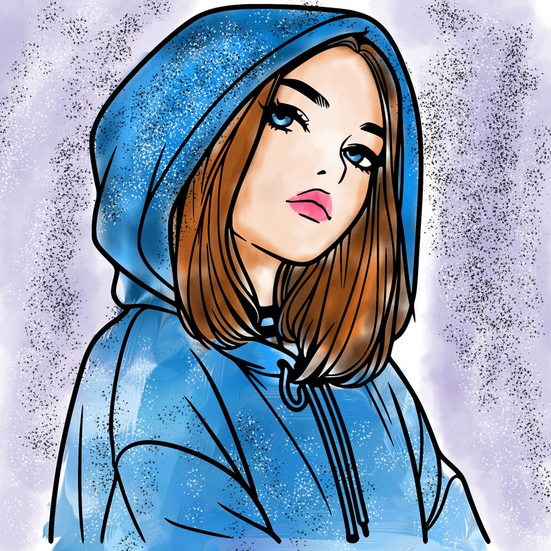 a realistic girl in a hoodie