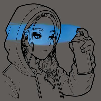 a realistic girl, spray painting