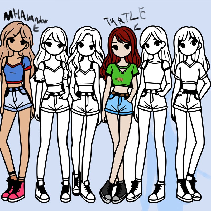a group of girls wearing crop tops and shorts