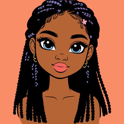 a realistic black girl with braids