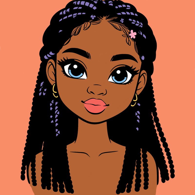 a realistic black girl with braids