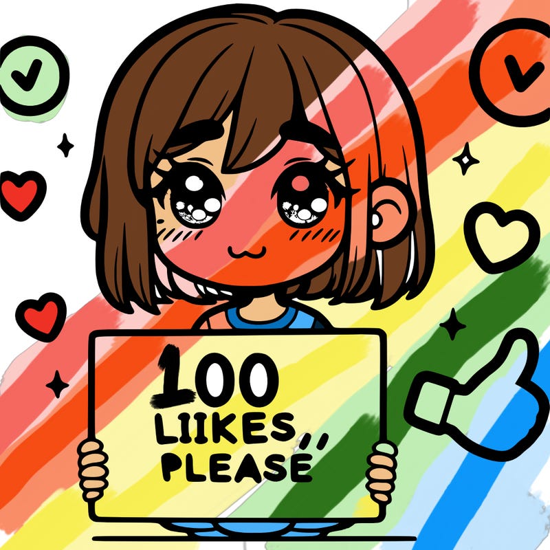 a girl with a sign saying 100 likes, please