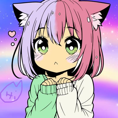 shy anime catgirl