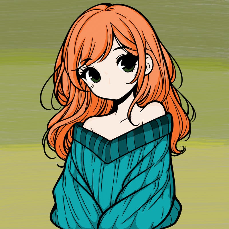 shy pretty girl wearing a sweater that is falling off one shoulder portrait