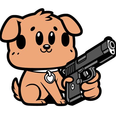 dog has a gun