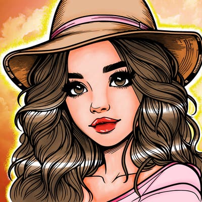 realistic girl with hat