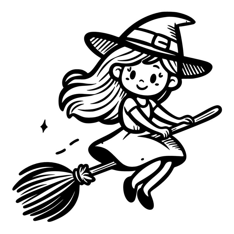 ellphaba in air with broom