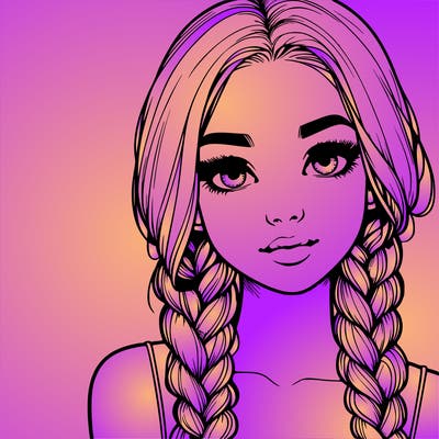 realistic girl with braids