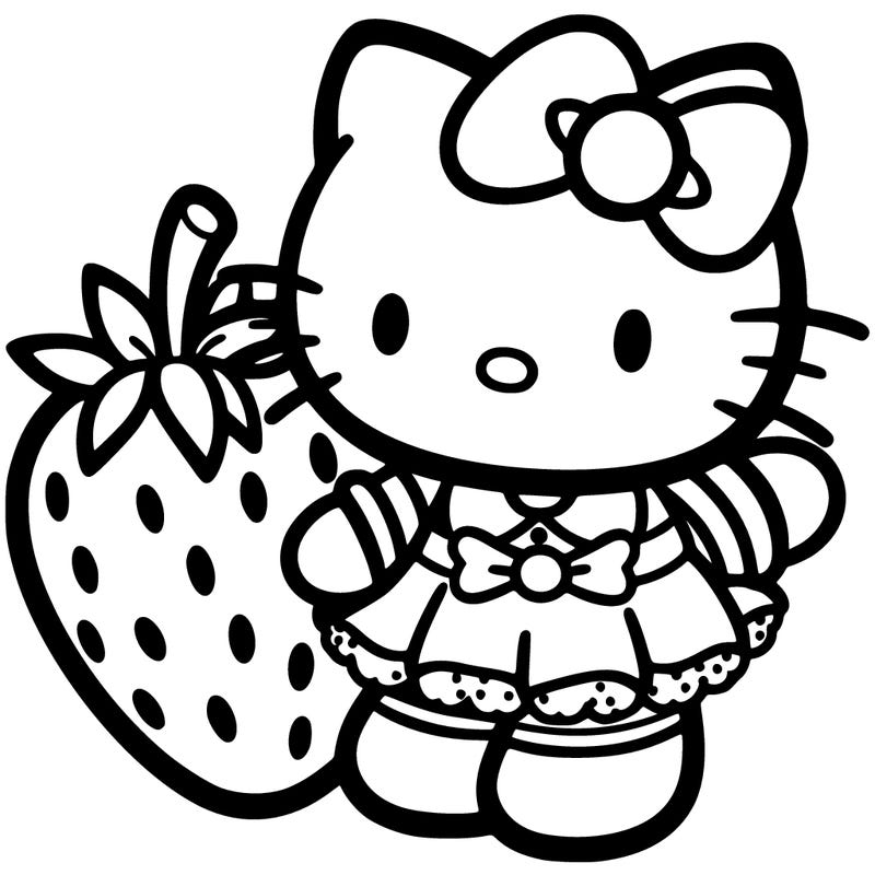 hello kitty dressed as a strawberry