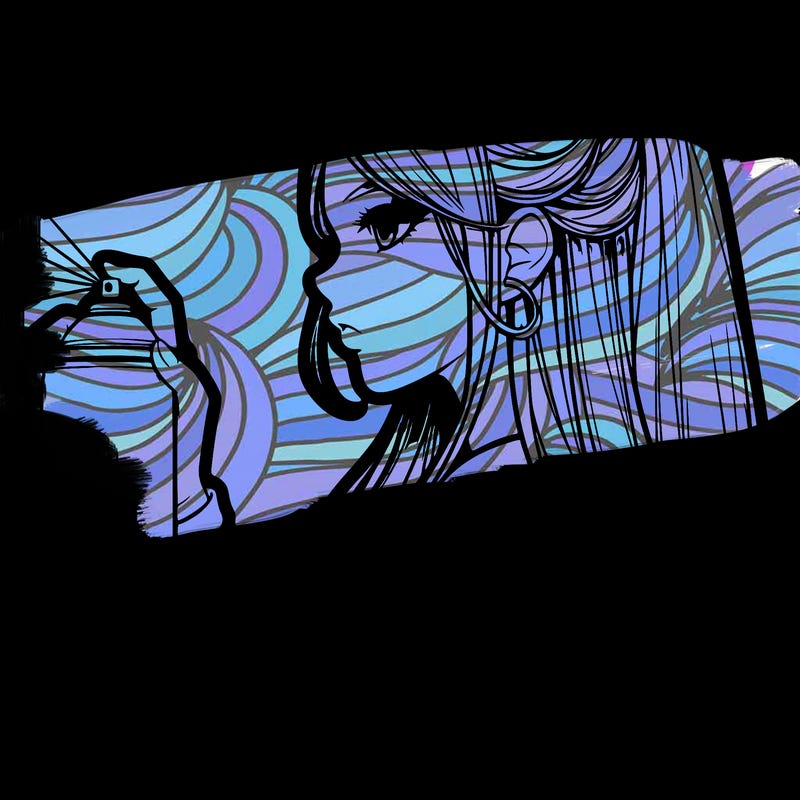 realistic girl spray painting