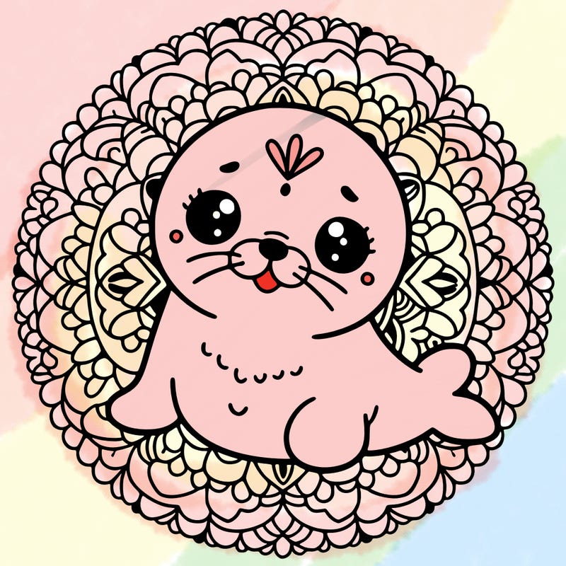 a cute baby seal mandala