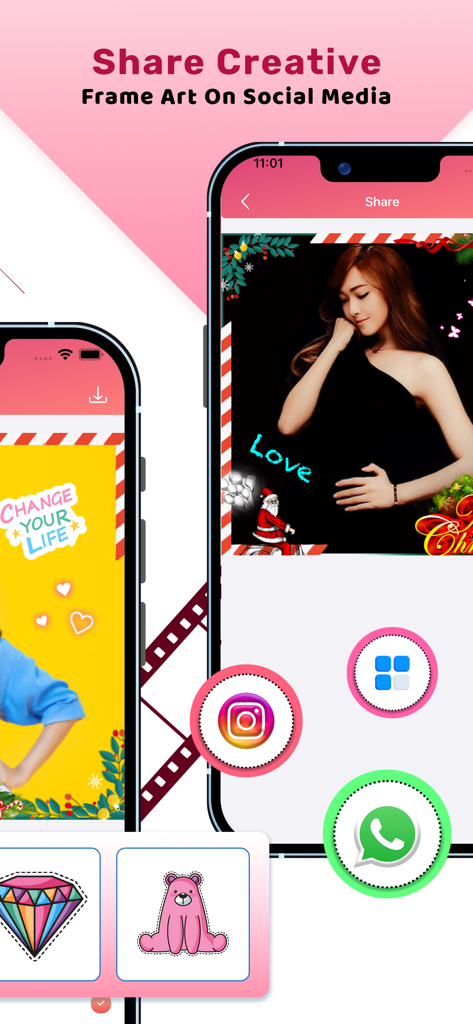 SnapFrame: Foto & Video Editor - SnapFrame interface for editing and sharing creative photo frames on social media