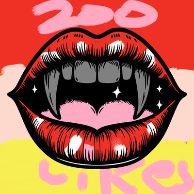 lips with vampire teeth
