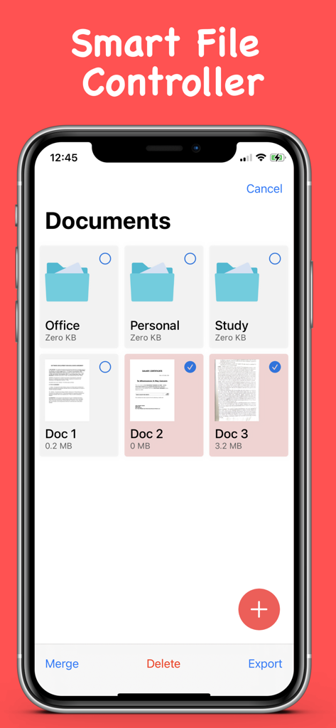 PDF Editor : Text to Speech - Interfaz de la aplicación móvil que muestra carpetas y archivos de documentos organizados bajo un encabezado de Controlador de Archivos Inteligente