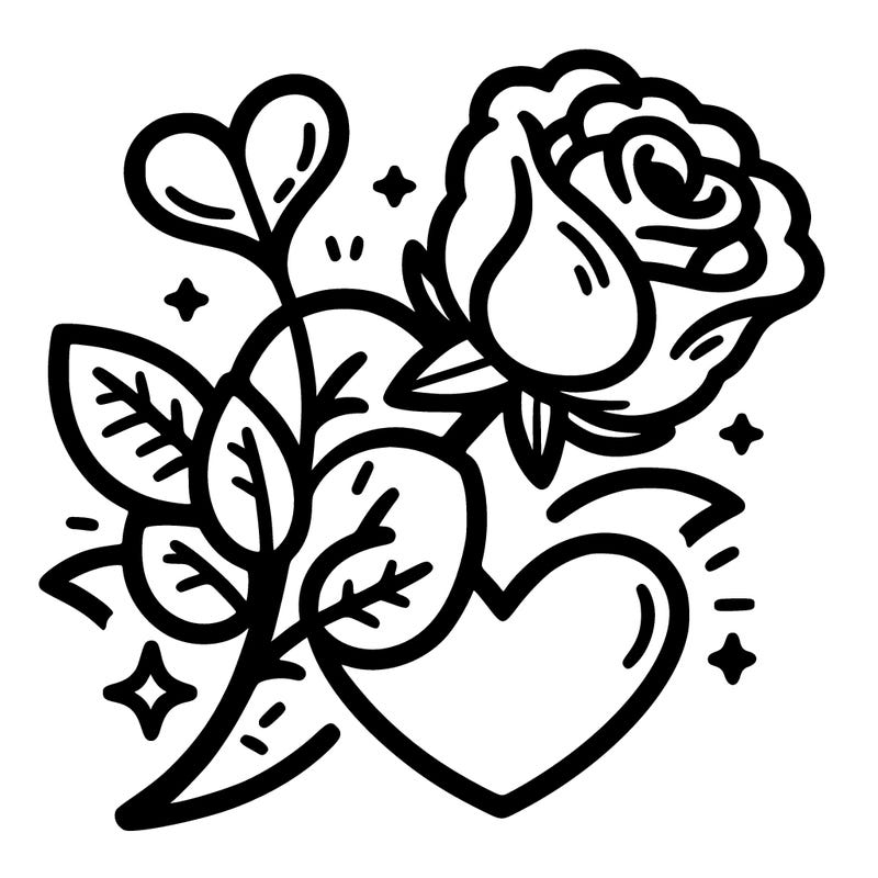a rose and a heart