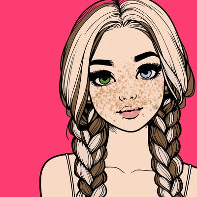 realistic girl with braids