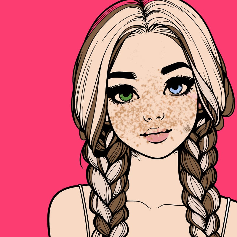 realistic girl with braids