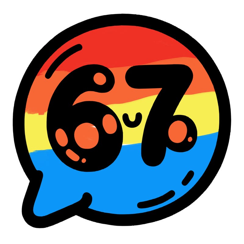 bubble that says 67
