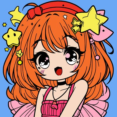 cute anime girl with star accessories