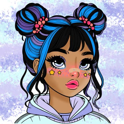 realistic girl with space buns