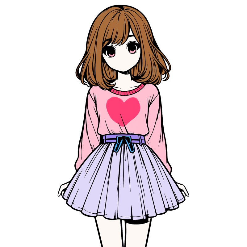 realistic girl with a skirt on