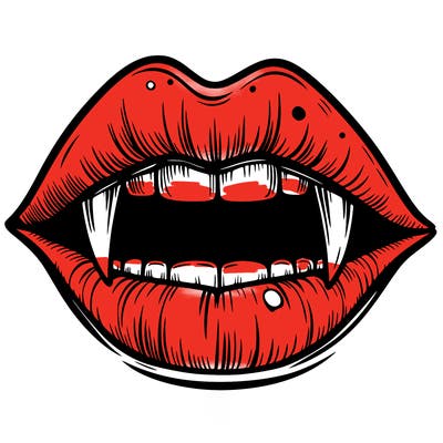 lips with vampire teeth