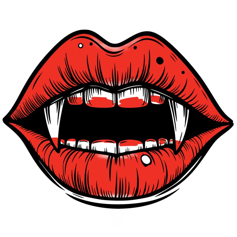 lips with vampire teeth
