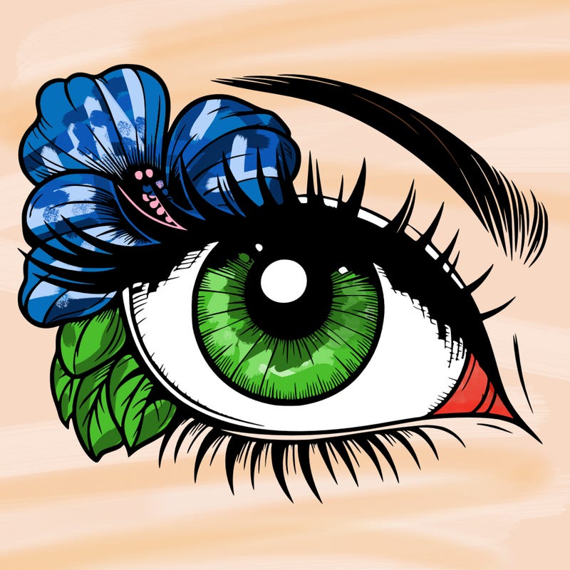 realistic eye with flower