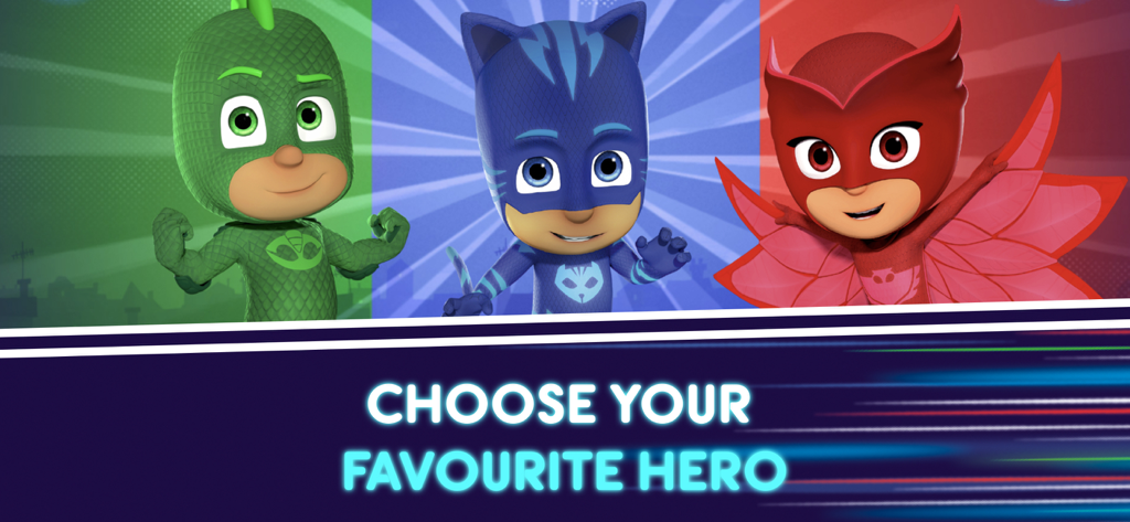 Pantalla de selección de personajes con Gekko, Gatuno y Buhíta con el texto Elige tu héroe favorito